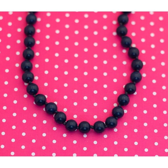 Vintage Gothic Dark Blue Beaded Necklace by Trifari 18 inch - P11 - Picture 1 of 3